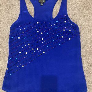 New Fei Urban Outitters Cobalt Blue Razorback Beaded Tank Top